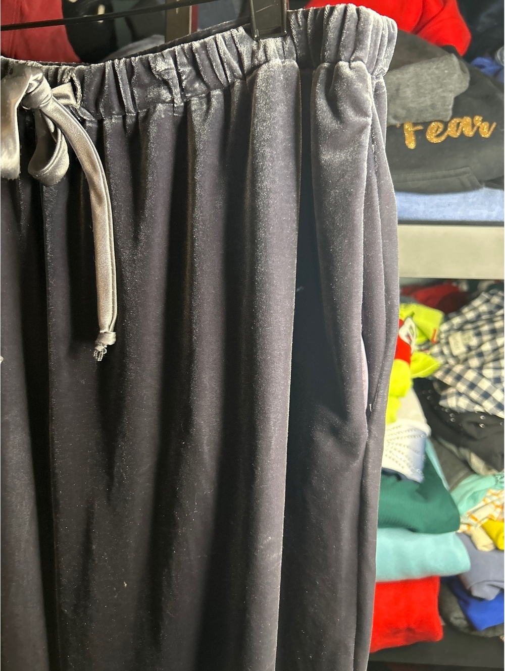 Velvet Jogger Pants with Drawstring Waist